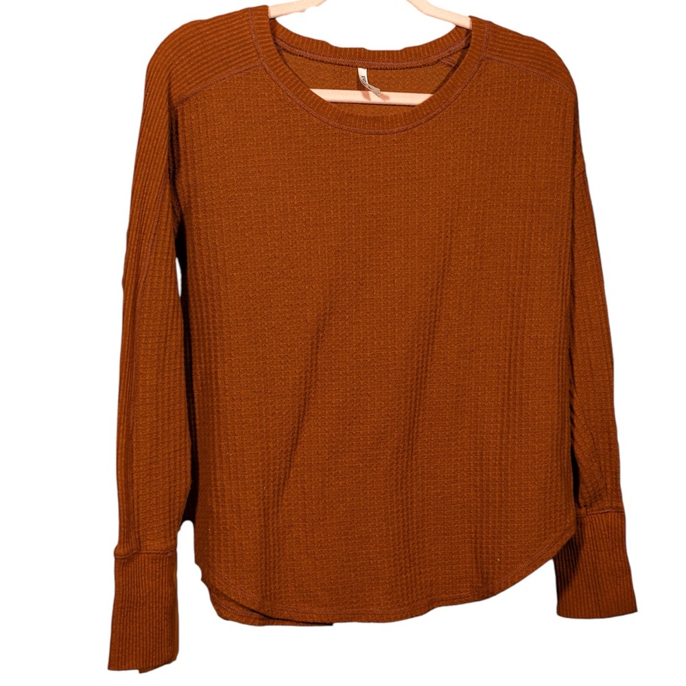 Mudd Waffle Knit Shirt | Small | Rust Orange | Cozy Long Sleeve